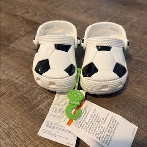 CROCS Kids Soccer Slippers - Black and White